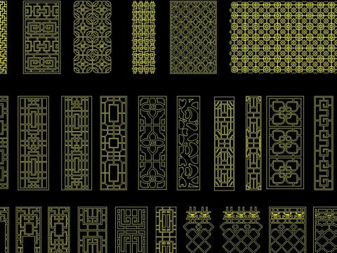  中式雕花隔断 镂空花纹 CAD图库 