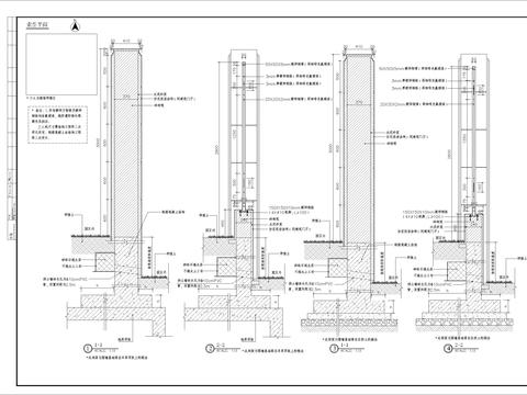  铁艺围墙细部CAD节点大样 