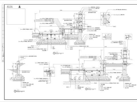  镜面涌泉水景细部CAD节点大样 