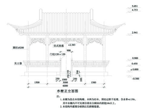  水榭详图CAD施工图 