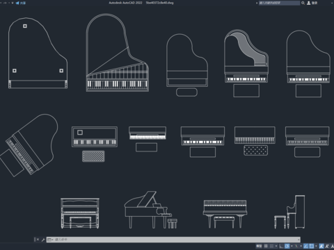  CAD钢琴平面cad图库 