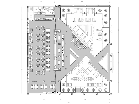  1500㎡景观自助餐厅cad平面图 