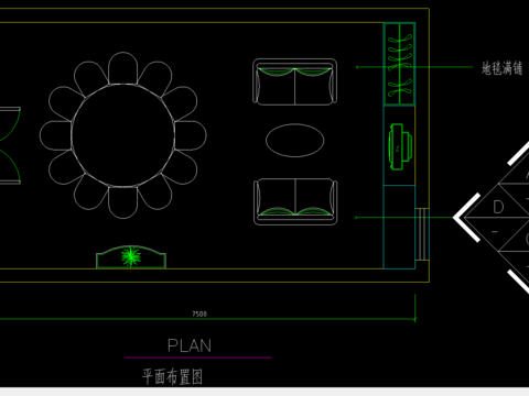  餐厅包间cad施工图 