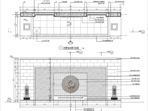  新中式對景墻 水景cad施工圖 