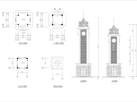 鐘樓建筑施工圖 