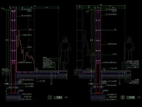  新中式入口照壁CAD节点大样 