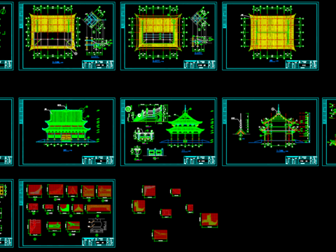  古殿建筑cad施工图 
