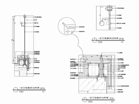  不锈钢玻璃栏杆cad大样图 
