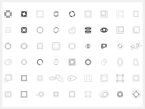  景观树池桌椅小品cad图库 