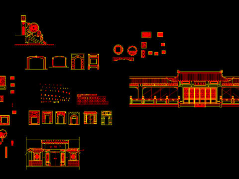  中式傳統(tǒng)庭院大門CAD圖庫 