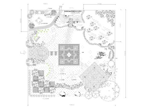  别墅庭院cad平面图 
