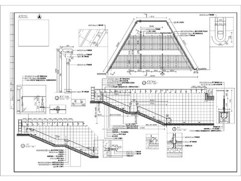  入口栏杆及台阶细部节点大样 