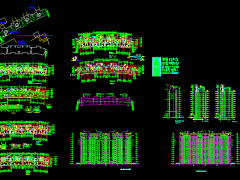  高层住宅楼建筑外观室内平面规划cad施工图 