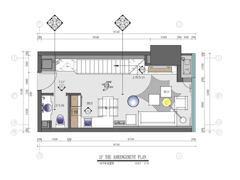  76㎡跃层公寓家装样板房室内cad施工图 