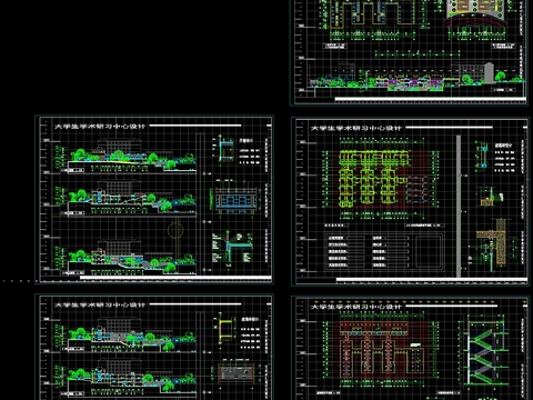  大学学术中心cad建筑图 