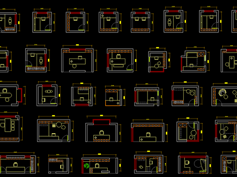 100个书房布局CAD施工图 