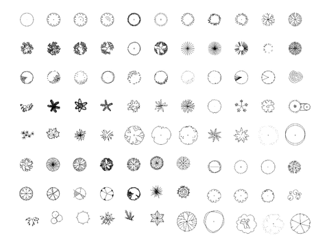  88棵树 平面树 顶视图cad图库 