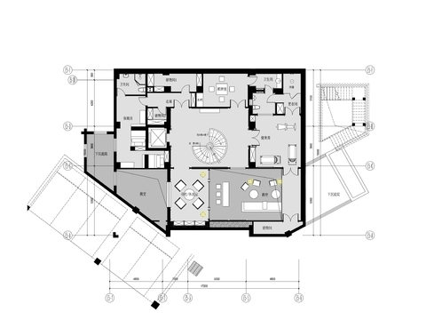  江山别墅平面彩图cad施工图 