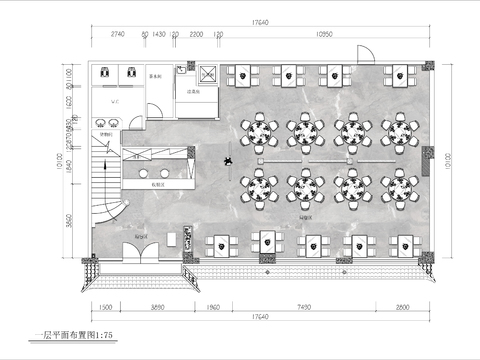  三层川菜馆cad平面图 