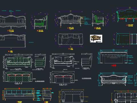  沙发cad图库 