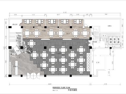  500㎡中式火锅店cad平面图 