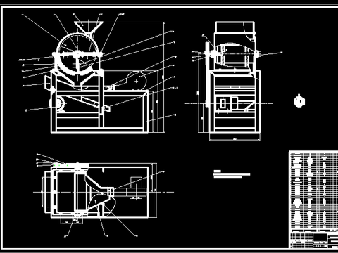  蚕豆脱壳机装配图节点大样 