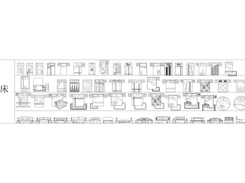  软装卧室床铺合集cad图库 
