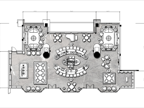  240㎡小休闲酒吧cad平面图 