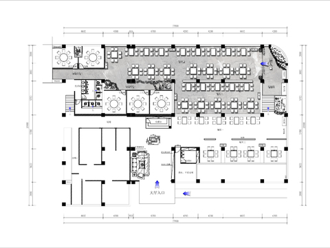  中式火锅店cad平面图 