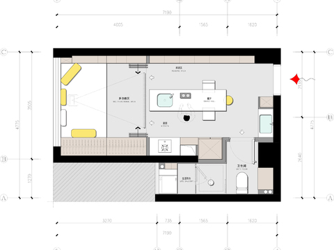  精品户型改造案例-一居室cad施工图 
