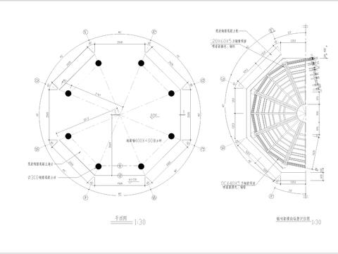  法国式凉亭节点大样 
