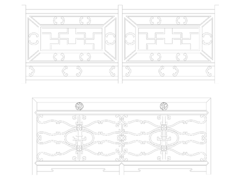  中式栏杆cad立面图 