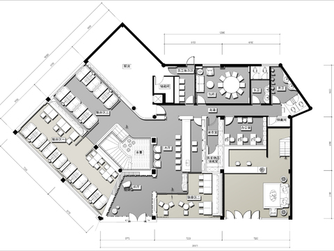  400㎡餐厅cad平面图 
