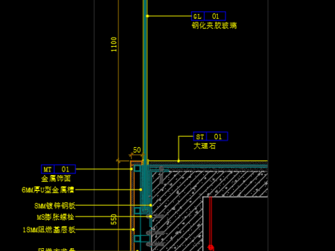  玻璃栏河栏杆CAD节点大样 