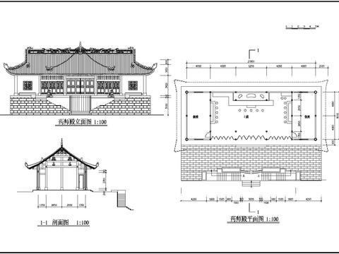  古建筑 寺庙 寺院cad施工图 