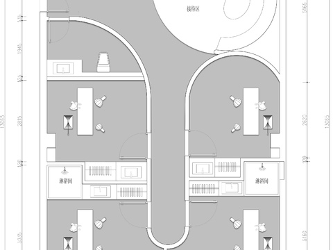  直播间网红培训基地cad平面图 