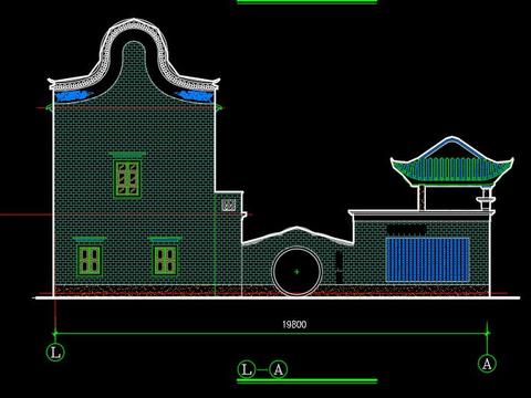  祠堂建筑cad施工圖 