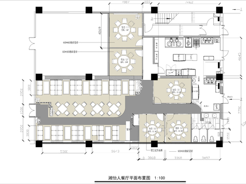  400㎡中餐厅cad平面图 
