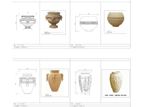 花盆类cad图库 