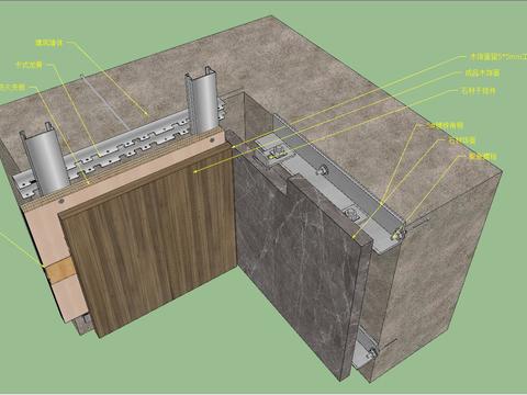  石材与木饰面cad节点图 