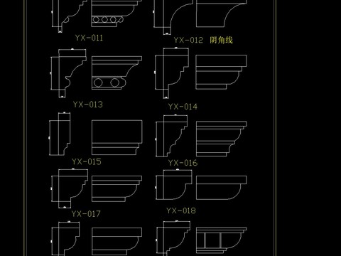  欧式角线cad图库 