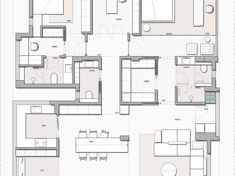 170㎡平层cad平面图 