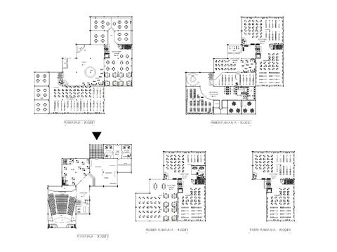  通用室内餐厅cad平面图 