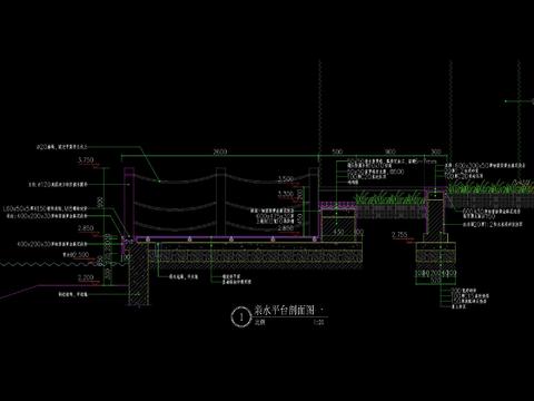  现代亲水木平台cad详图 