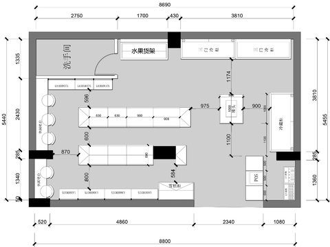  便利店cad平面圖 