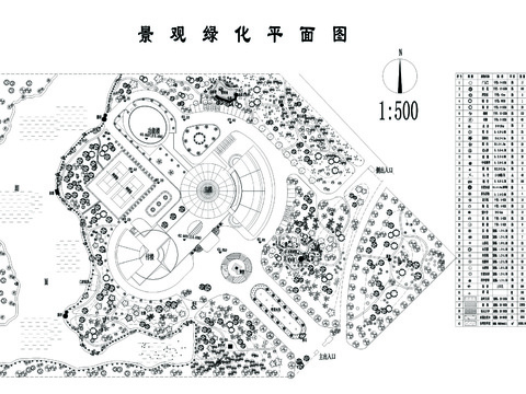  公园景观绿化平面cad施工图 