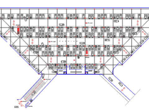  停车场cad规划图 