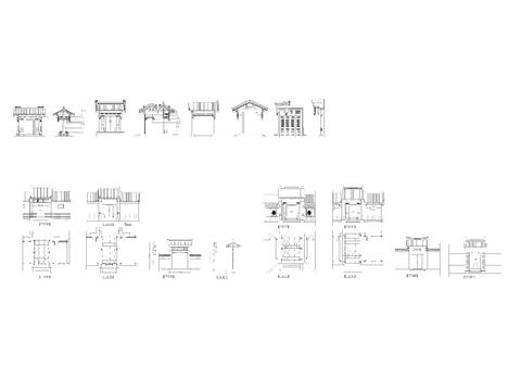  中式古典大门CAD施工图 
