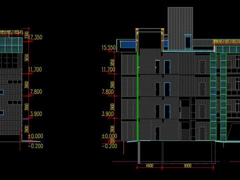  某小学五层建筑平立剖面cad节点图 
