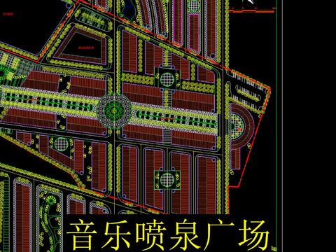  音樂噴泉廣場(chǎng)cad施工圖 